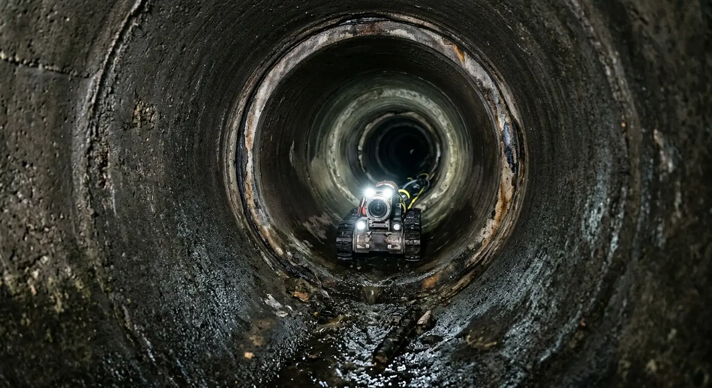 Robotic sewer camera inspecting pipe interior for Sewer Line Repair in Barnstable Town